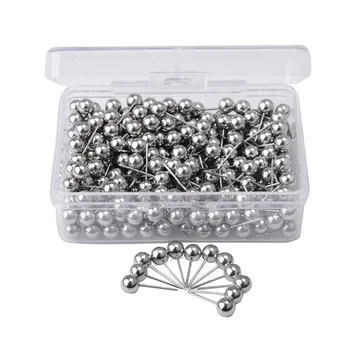 

Map Tacks Push Pins, with 1/ 5 Inch Round Plastic Head and Steel Point, 400 PCS (Silver)