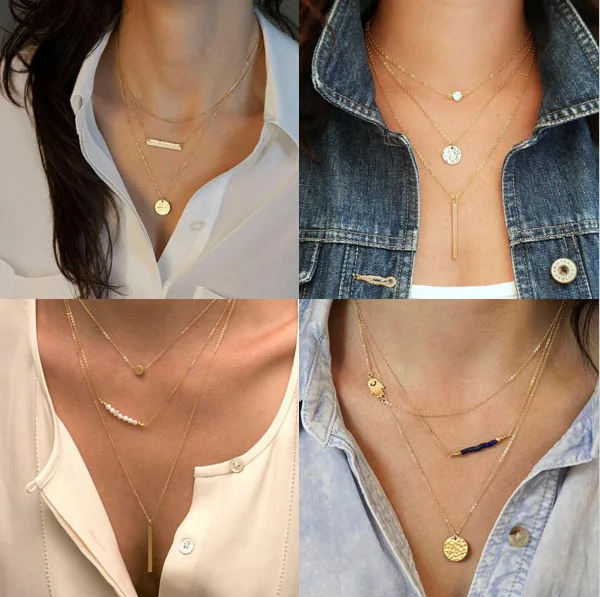 Женская многослойная цепочка FN fashion Tima Wishes Bone Pearl Stick с блестками и цепочкой для