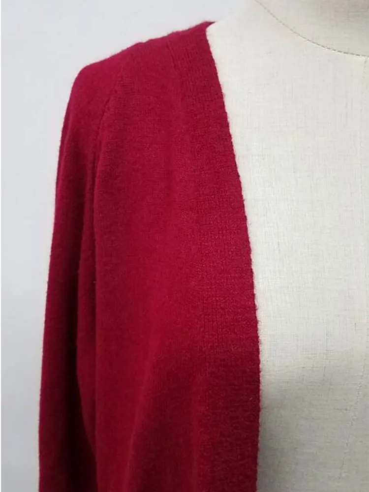 Women's sweater long solid color large pocket knit cardigan sweater