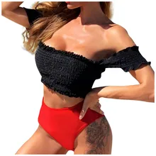 JAYCOSIN, съемный, с высоким вырезом, стильный ретро купальник, сексуальный, женский, однотонный, из кусков, бикини, пуш-ап, мягкий, купальник, купальник, пляжная одежда