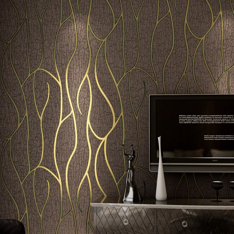9.5m 3D Abstract Line Non-woven Wallpaper High-grade Deerskin Velvet Bedroom Living Room Luxury Home Decoration Wall Stickers