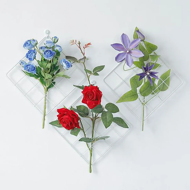 Multi-Function Iron Metal Grid Decor Photo Frame Black White Wall Art Display Mesh Storage Shelf Organizer Rack Holder