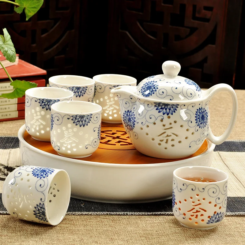 Retro Chinese Kung Fu Ceramic Teapot with Strainer Handmade