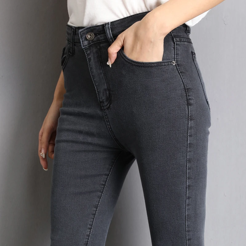Jeans for Women mom Jeans blue gray black Woman High Elastic plus size 40 Stretch Jeans female washed denim skinny pencil pants ladies jeans