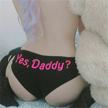 

"Yes Daddy" Letter Printed G-string Panties Sexy Funny Lingerie G-string Briefs Underwear Low Waist T string Thongs Knickers