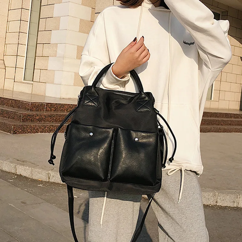 

Large-Volume Women's PU Leather Nylon Joint Shoulder Bag New Style Fashion WOMEN'S Single-shoulder Bag Handbag Western Style Bag