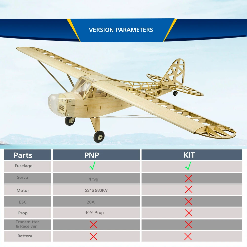 Balsa дерево RC самолет 1200 мм размах крыльев Электрический питание J3 CUB в разобранном виде RC самолет PNP версия DIY Летающая модель S2304