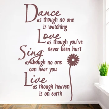 

Vinyl Creative dance love sing live Wall Stickers Decor Personalized Decal Diy Pvc Livingroom Home Decoration Accessories HY1879