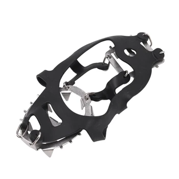

Outdoor Hiking Climbing Anti Skid Crampons Winter Walk 18 Teeth Ice Fishing Snowshoes Manganese Slip Shoe Covers Spike Shoes