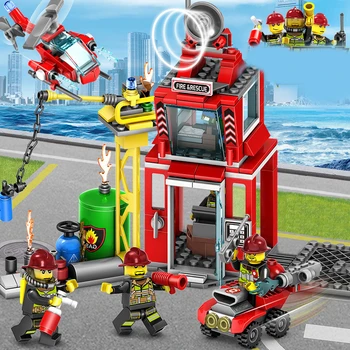 

City Fire Control Boy Children Beneficial Wisdom Assembling Spelling Insert Building Blocks Toys