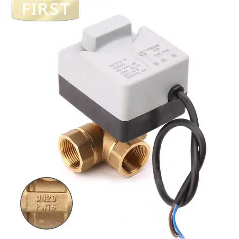 

AC220V 3-way electric motorized ball valve three wires two controls for air conditioning