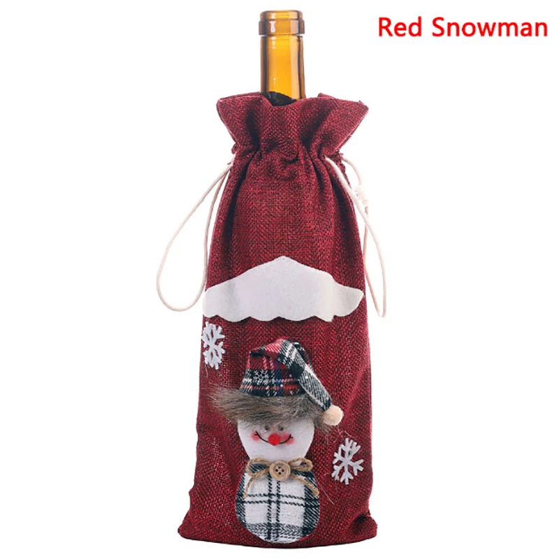 Red Snowman Модная Милая крышка для бутылки с красным вином сумки Снеговик Санта Клаус Блестки Рождественские украшения - Цвет: Red Snowman