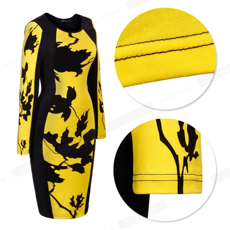 Хорошее-forever винтажное контрастное цветное лоскутное vestidos деловые вечерние облегающее женское элегантное зимнее платье u346