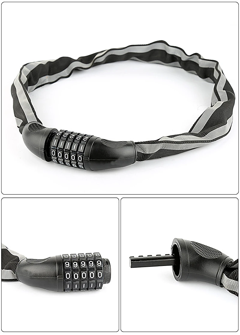 Bicycle Lock Chain Lock Anti-theft Mountain Bike Password Lock Steel Cable Lock Bicycle Universal Chain Lock Electric Car