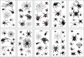 

10pcs Temporary Tattoo Sticker Halloween Spider Fake Tatoo Hand Foot Waterproof Transfer Tattoos Tatto Art For Men Women Kids