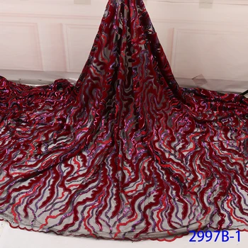 

Fashion Velvet Lace Fabric Embroidery Tulle Net Lace Fabric African Sequins Lace Fabric For Nigerian Party Dress 2997b