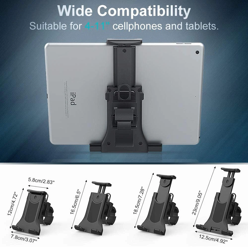 Bike Bicycle Tablet Holder Universal 4-11 Inch Indoor Gym Treadmill Handlebar Tablet Holder Stand Support For iPad iPhone - 5