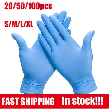 

20/50/100pcs Wear-Resistant Durable Nitrile Disposable Gloves Rubber Latex Food Household Cleaning Gloves Anti-Static