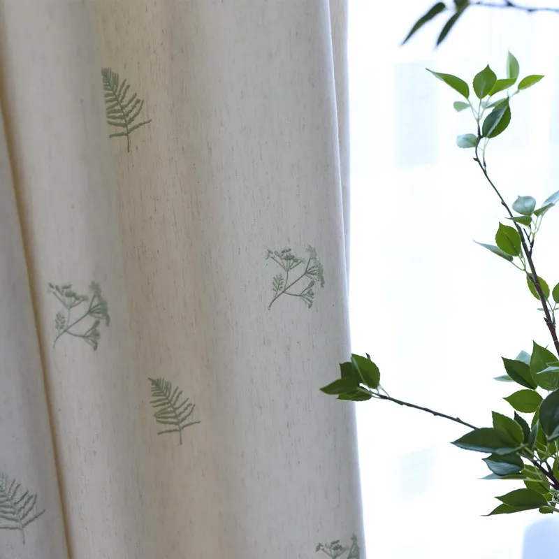 

Korean-style Fresh and Semi-shaded Embroidery Curtains for Living Dining Room Bedroom