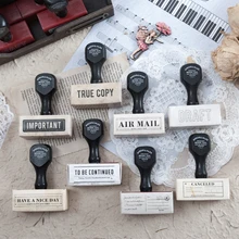 Винтажная воздушная почта этикетка деревянная ручка планировщик деревянная резиновая печать набор для DIY Скрапбукинг карты украшения тиснение ремесло