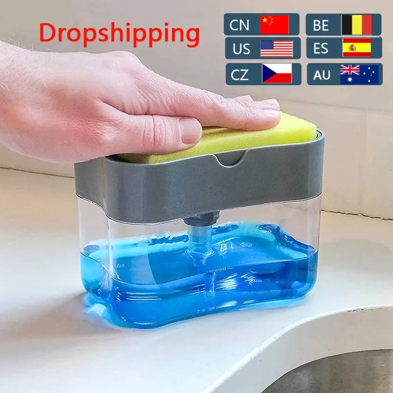Dispensador automático de jabón líquido, dispensador manual de esponja para Cocina