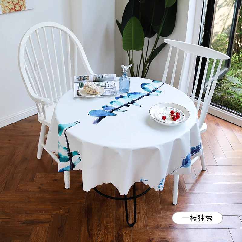  RZCortinas Table Cover Round Party Wedding Home Table Cloth Flamingo Leaf Printed PVC Tablecloth fo