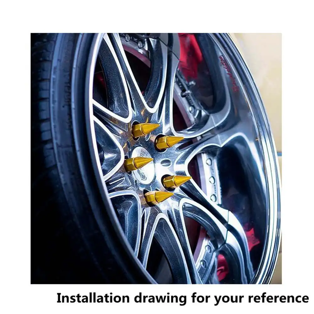 Wheel Nut Caps Wheel Nut Covers Bolt Nut Covers 20Pcs 12X1.5 Or 12X1.25 Spiked Aluminium 60MM Extended Tuner Wheels Rims Lug Nuts Racing Jdm