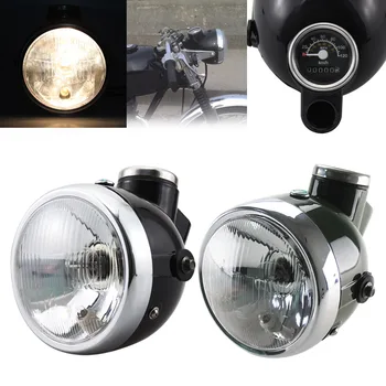 

Universal Retro Motorcycle 6" Headlight W/ Speedometer Vintage Headlamp For Honda Chopper Cruiser Bobber Sportster Cafe Racer
