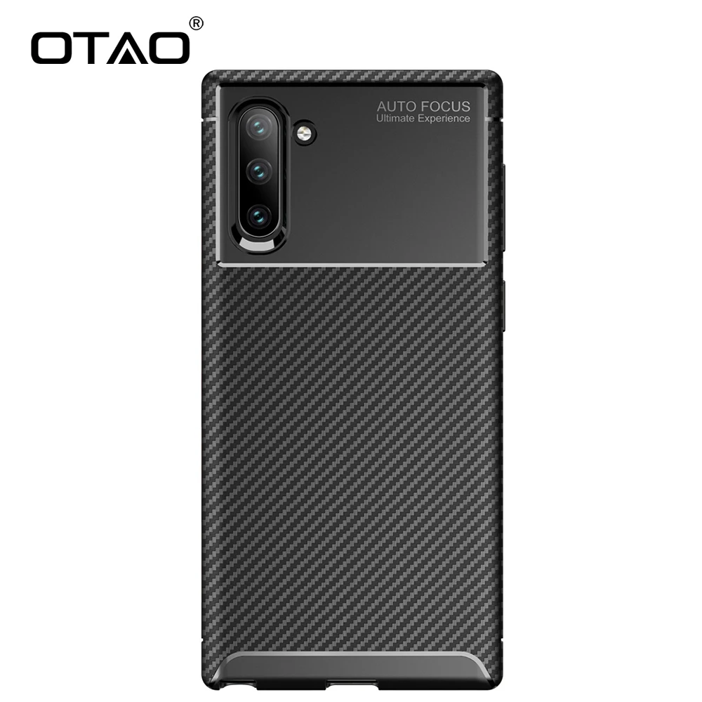 OTAO мягкий силиконовый чехол для samsung Note 9 10 Pro однотонный из углеродного волокна