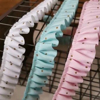 

1M New Pleated Lace Fabric 3.8cm Dot Lace Trim Applique Collar Ribbon Sewing Guipure Craft Supplies Laces Flowers dentelle QZ37