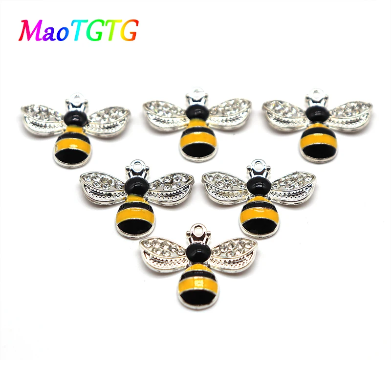 5pcs/lot Fashion Golden Bees Charms Pendant For Jewelry Making Necklace 23.5x18mm Bees Charms Pendant DIY Accessories Wholesale