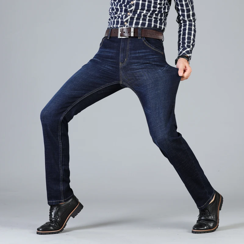 Hot Product Men's Jenas Business Classic Leisure Basic styles men Jeans Straight pants trousers Waistline Slim Jeans Cotton blue big Size 46