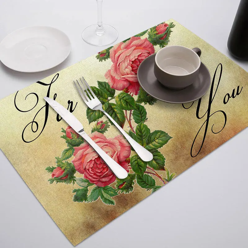 Fuwatacchi Coffee Place Mat Linen Ramadan Dining Table Placemat Tableware Fiber Pad Coaster Eid Party Supplies Table Placemats - Цвет: PC2000