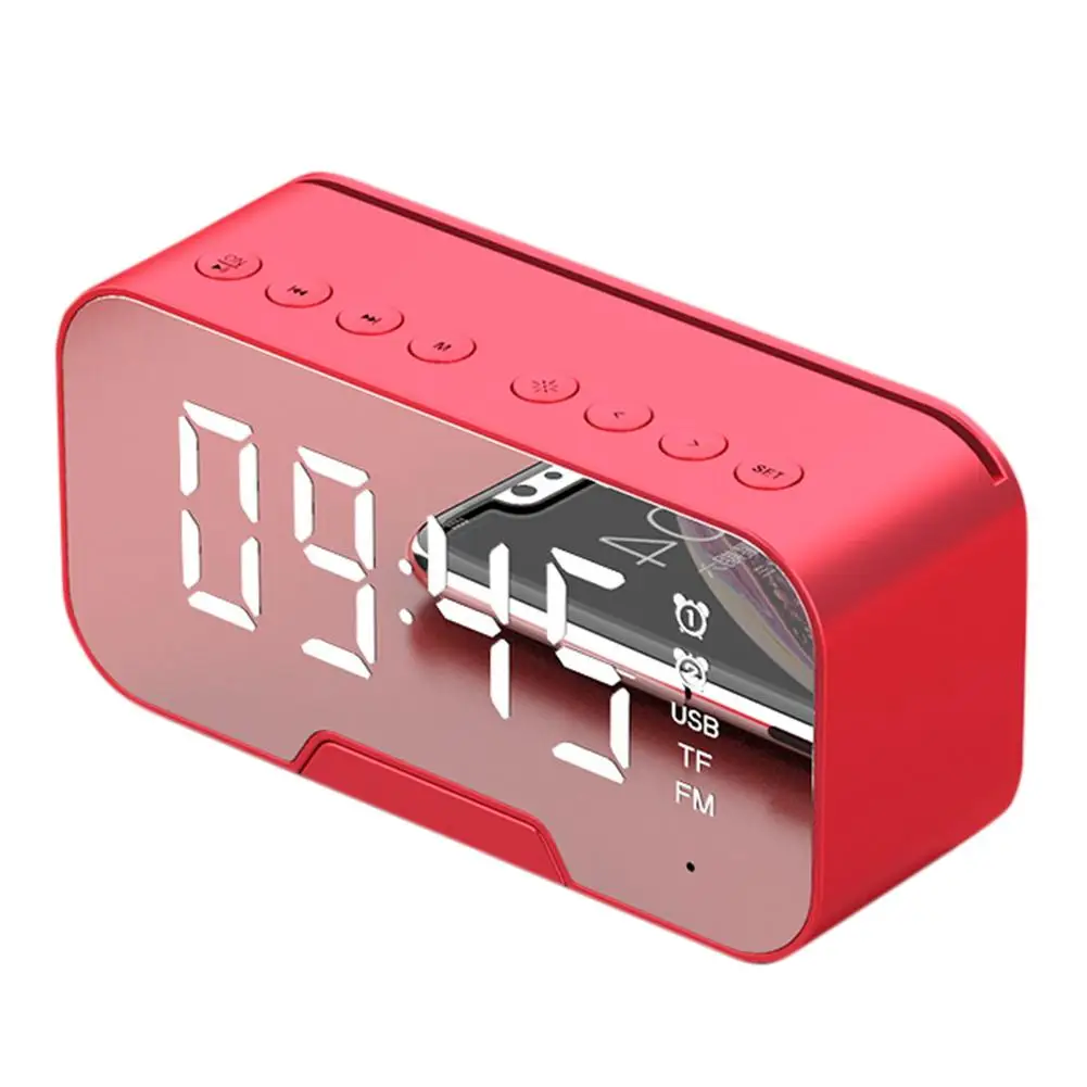 G5 беспроводной Bluetooth 5,0 громкий динамик Будильник Радио с зеркалом светодиодный экран с затемнением Поддержка TF карты аудио динамик - Цвет: Red