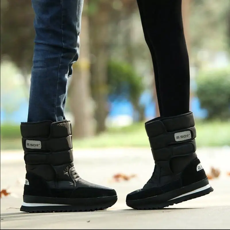 Non-slip Waterproof Snow Boots Women's Mid-calf Boots Students Wild joker Thicken plush wool Shoes Female Winter Thick Sole Boot