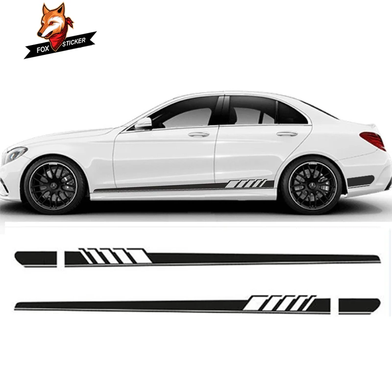 

Автомобильная наклейка AMG Edition 507, гоночная полоса, боковая гирлянда, глянцевая черная Автомобильная боковая юбка для Mercedes Benz C Class W205, 2 шт.