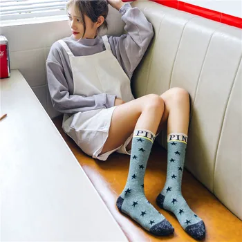 

KingDeng Women Cotton Harajuku Printing Star 3D Socks Winter Glitter Aesthetic Art Sheer Designer Socks Strawberry Milk e Girl