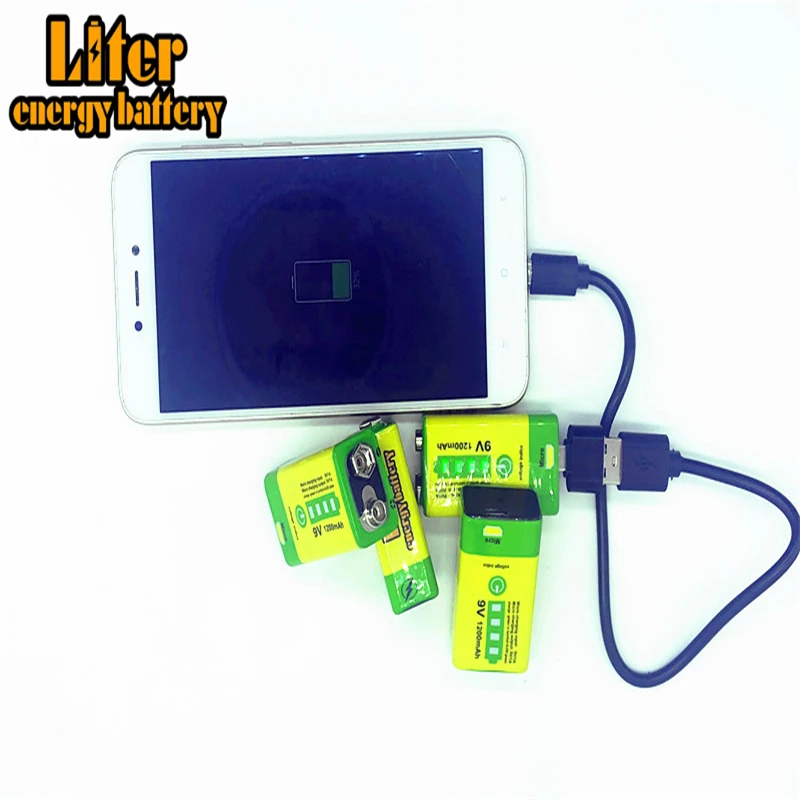 9V 6F22 Micro USB 1200mAh перезаряжаемая литий-ионная батарея для дымовой сигнализации Беспроводной Микрофон гитара Эквалайзер домофон мультиметр