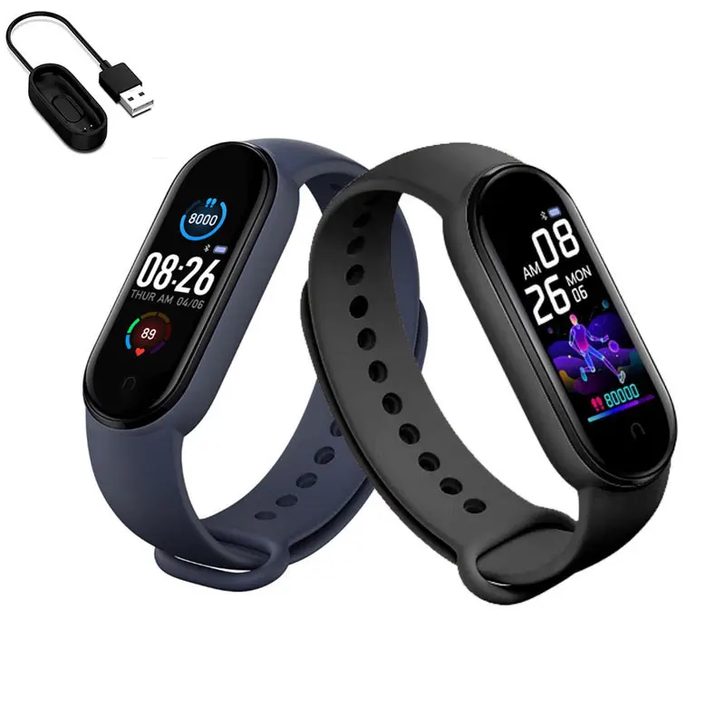 Reloj inteligente M5 para Android e IOS, reloj inteligente deportivo con control del ritmo cardíaco y de la presión arterial para hombre y mujer