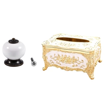 

1 Pcs Cabinet Drawer Kitchen Retro Pull Handle White & 1 Pcs Plastic Tissue Box Ktv Handkerchief Toilet Paper Holder