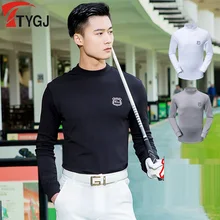 Осенняя и зимняя мужская одежда для гольфа, плотные теплые рубашки, мужские футболки для гольфа, спорта, отдыха, дышащие футболки с круглым вырезом, одежда для гольфа