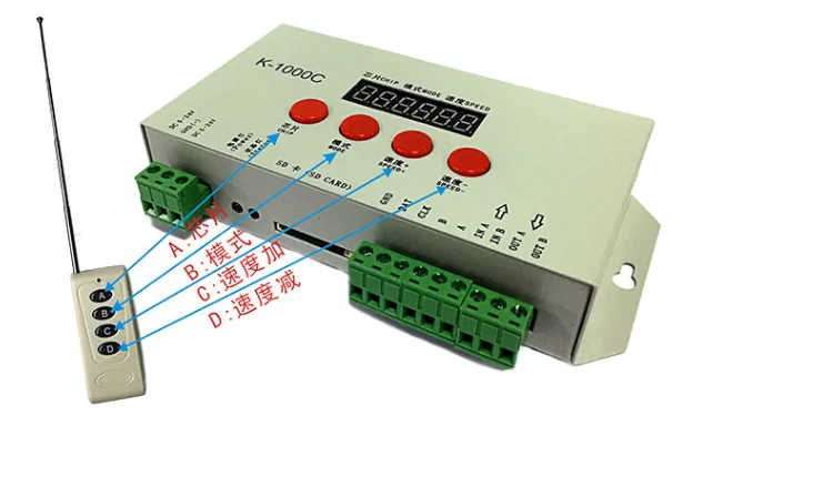 K-1000C контроллер WS2812B, WS2811, APA102, SK6812, WS2801 светодиодный 2048 Пиксели программный контроллер DC5-24V