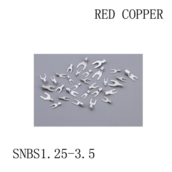 

red copper 1000 PCS SNBS1.25-3.5 Cold Pressed Terminal Connector Suitable for 22AWG - 16AWG Fork Type terminal
