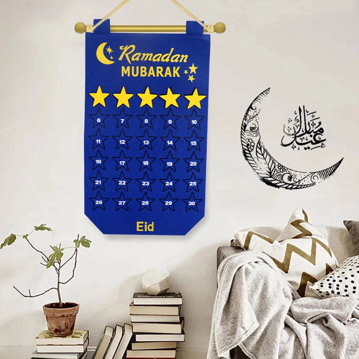 Eid 무바라크 행잉 펠트 강림절 달력, 라마단 카림 장식, 카운트 다운 달력, 어린이 선물, 이슬람 이슬람 파티 장식