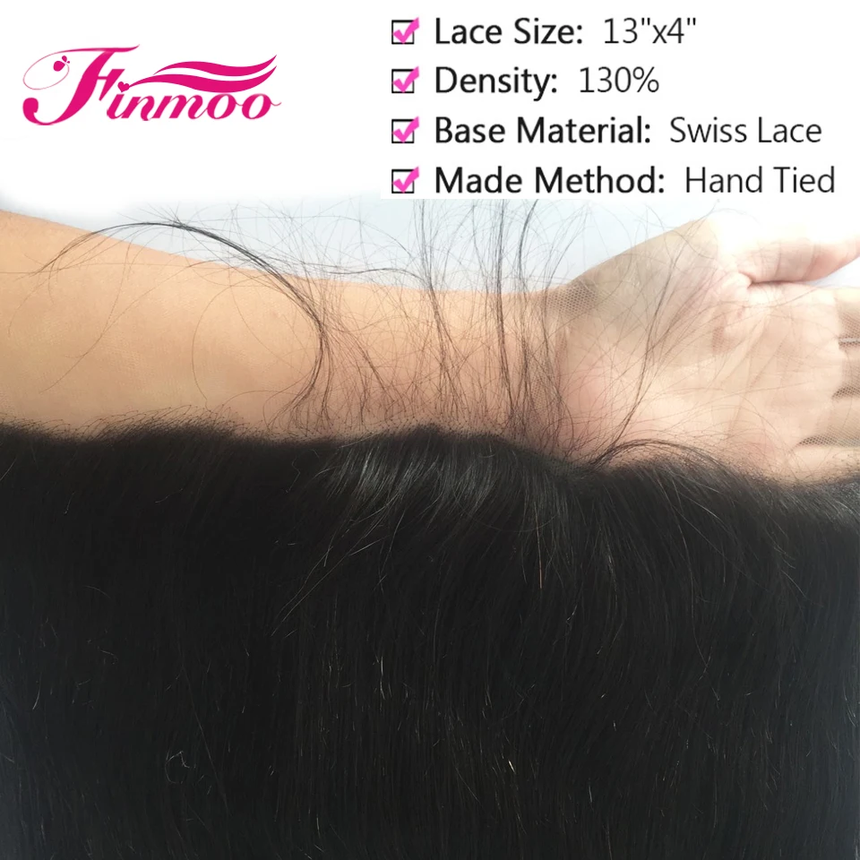 Прямой Невидимый HD прозрачный 13x4 кружева фронтальной застежка перуанские Волосы remy 130% предварительно вырезанные для черный Для женщин низкий коэффициент