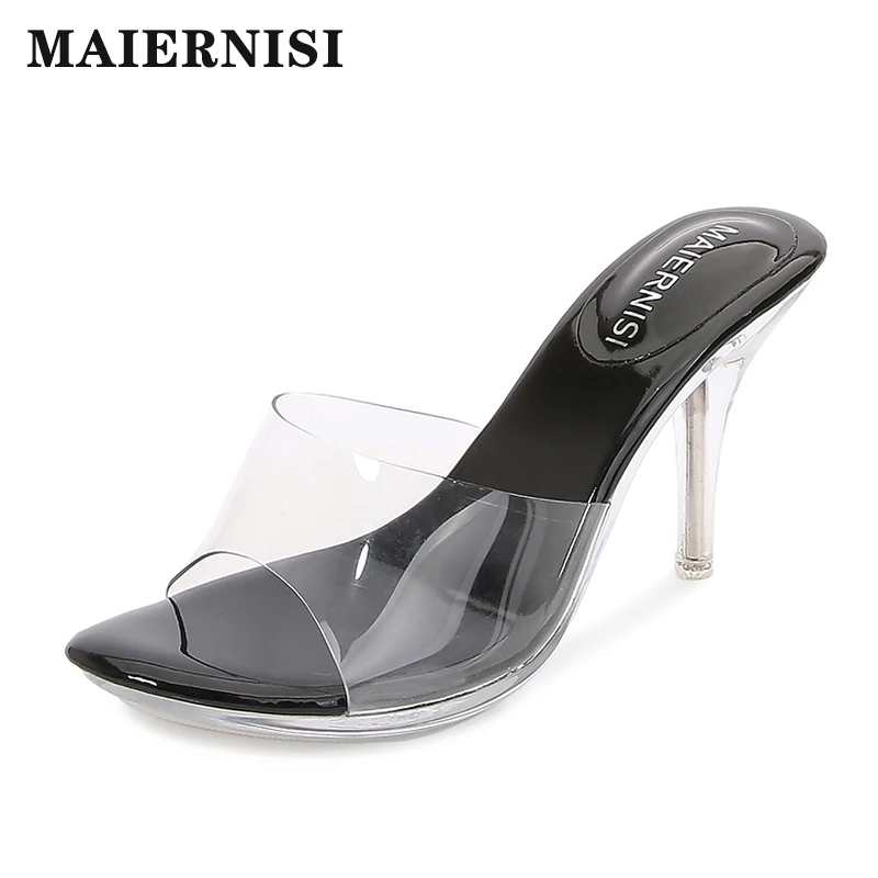 

Новое поступление на прозрачном каблуке; Для женщин; Женские тапочки; Летние босоножки; Шлепанцы на ремешке, пропущенном между пальцев Женская пикантная обувь на высоком каблуке 8 см; Женская обувь вечерние туфли