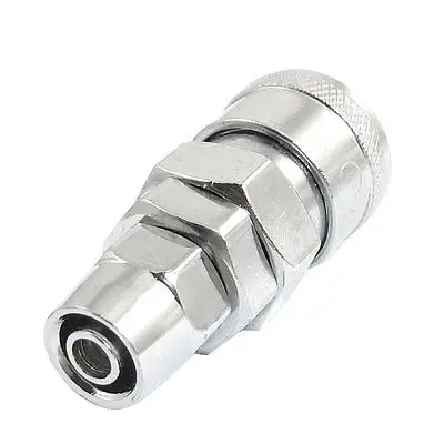 

6.5mm x 10mm Pipe Air Quick Coupler Joint Connector Adapter Silver Tone
