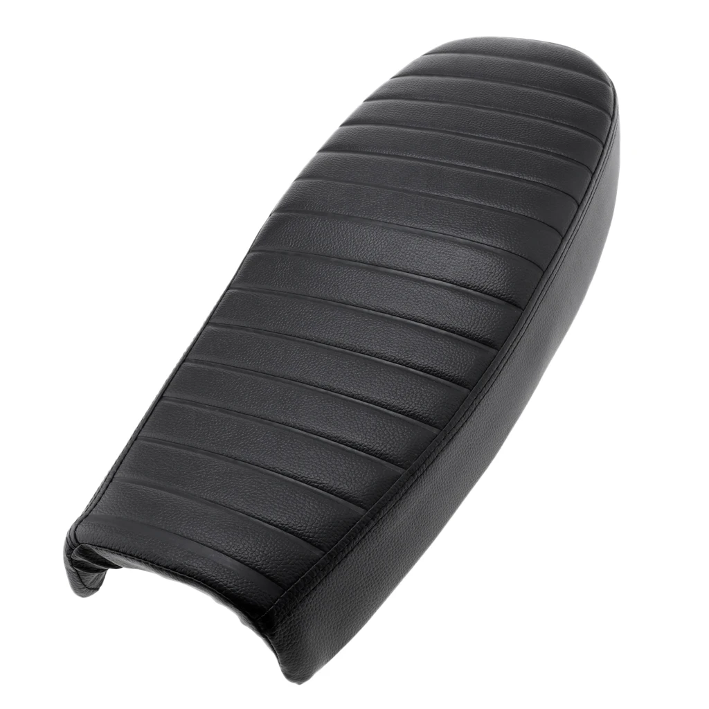 Motorcycle Flat Retro Cafe Racer Seat PU Leather Black Anti-fade