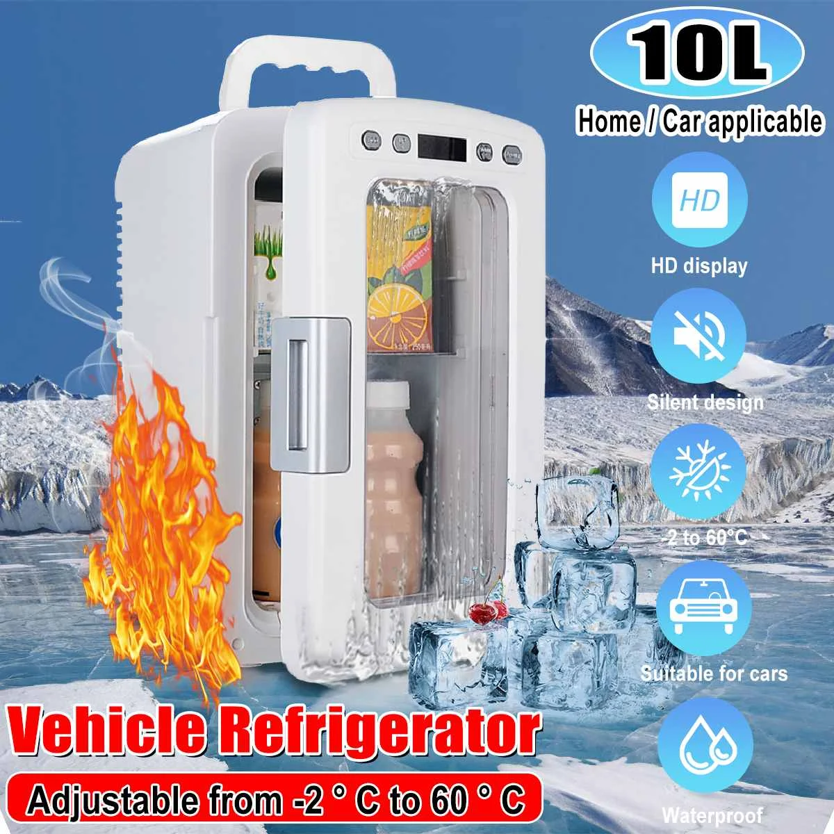 

10L Dual Dystem Car Refrigerator Freezer Multi-Function Cooler Warmer Auto Refrigerator for Car Home Camping -2 To 60 Degrees
