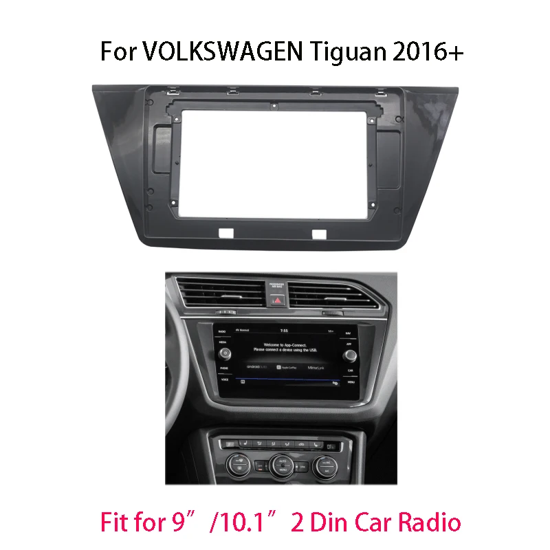 

2 Din Автомобильная радиоустановка Fascia Для VOLKSWAGEN Tiguan 2016 +, автомобильная стереосистема, установка панели приборной панели, монтажная рамка в комплекте